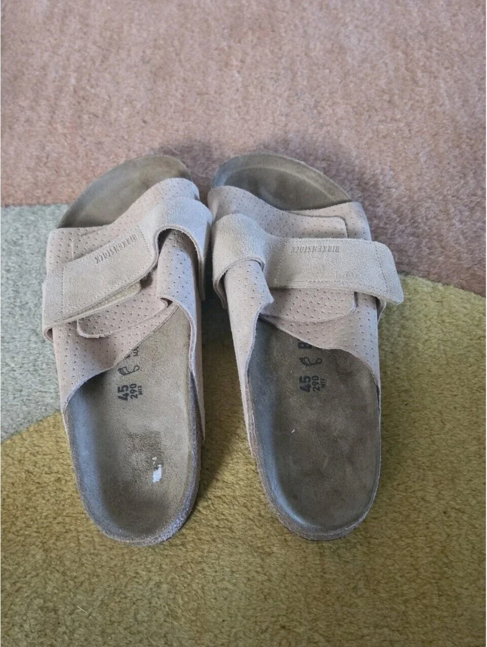 Birkenstock Kyoto Suede Embossed Sandals Mens 12 Corduroy Cork Brown Regular